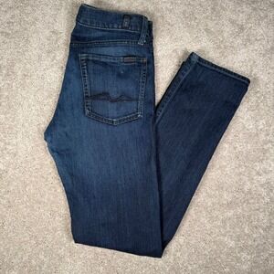 7 For All Mankind Slimmy Men's 31 Slim Fit Jeans Dark Wash Blue Denim